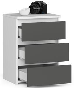 Ak furniture Komoda CL3 se 3 zásuvkami 40 cm bílá/šedá