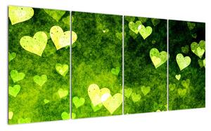 Zelená srdíčka - obraz do bytu (160x80cm)