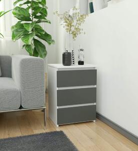 Ak furniture Komoda CL3 se 3 zásuvkami 40 cm bílá/šedá