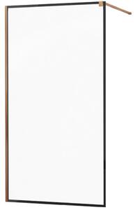 MEXEN - KIOTO Sprchová zástěna WALK-IN 100x200 cm 8 mm, růžové zlato, černý profil 800-100-101-60-70