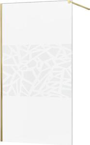 MEXEN - KIOTO Sprchová zástěna WALK-IN 70x200 cm 8 mm, zlatá, bílý vzor 800-070-101-50-85