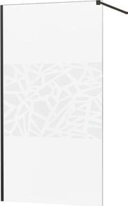 MEXEN - KIOTO Sprchová zástěna WALK-IN 70x200 cm 8 mm, černá, bílý vzor 800-070-101-70-85