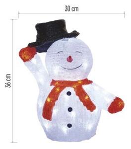EMOS LED vánoční sněhulák Rudy s časovačem 36 cm studená bílá