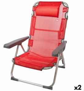Skládací židle s opěrkou hlavy Aktive Menorca, Červená 48 x 90 x 60 cm (2 kusů)
