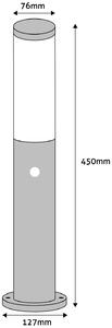 Avide AOLPE27-BOC-S-SN BOCA - Venkovní stojací stříbrná lampa s čidlem, 1 x E27, IP44, 41400, 45cm (Moderní venkovní stojací svítidlo ve stříbrné barvě s pohybovým senzorem)