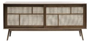 Tmavě hnědá nízká komoda v dekoru dubu s posuvnými dveřmi 180x80 cm Barrali – Unique Furniture