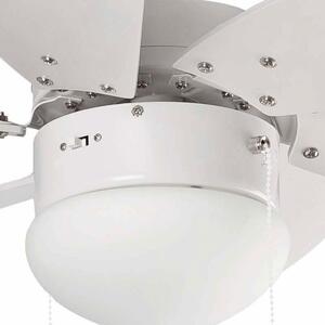 Faro 33180 PALAO - Stropní ventilátor s osvětlením v bílé barvě (Ventilátor na strop se zpětným chodem, 1xE14)