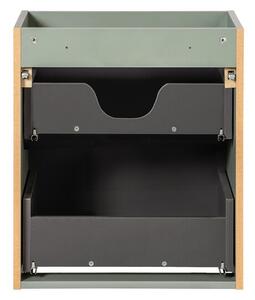 Comad Závěsná skříňka Line Reed Green Pati II s deskou a umyvadlem zelená/dub evoke