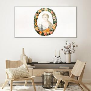 Obraz na skle Obraz na skle Portrét ženy s květinami