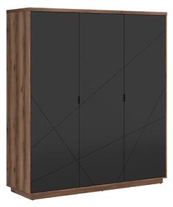 FORN šatní skříň SZF3D, dub delano tmavý/černý mat