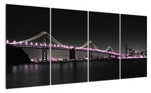Noční osvětlený most - obraz (160x80cm)