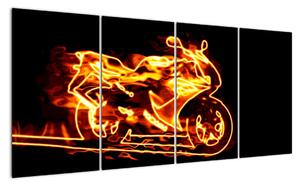 Hořící motorka - obraz (160x80cm)