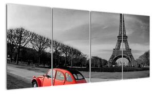 Trabant u Eiffelovy věže - obraz na stěnu (160x80cm)