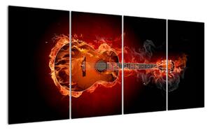 Obraz hořící kytara (160x80cm)