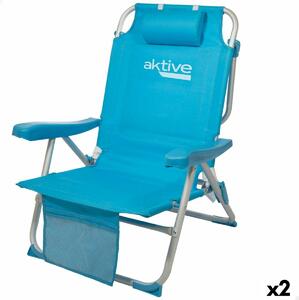 Skládací židle s opěrkou hlavy Aktive 49 x 80 x 58 cm Modrá (2 kusů)