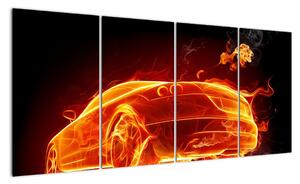 Obraz hořící auto (160x80cm)