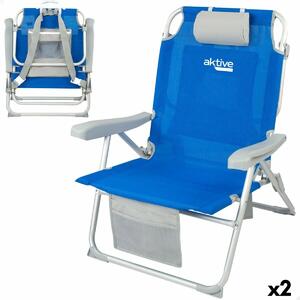 Skládací židle s opěrkou hlavy Aktive Modrý 55 x 86 x 66 cm (2 kusů)