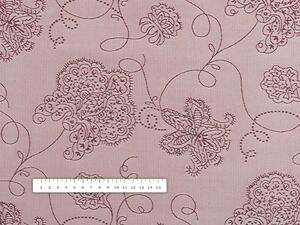 Teflonová látka na ubrusy TF-077 Květované ornamenty na starorůžovém - šířka 170 cm