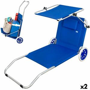 Lehátko/vozík Aktive, Modré s Markýzou 62 x 62 x 117 cm (2 kusů)