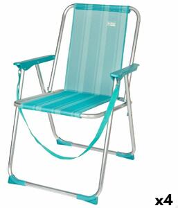 Polstrovaná Skládací židle Aktive Mediterranean Tyrkysová 44 x 76 x 45 cm (4 kusů)