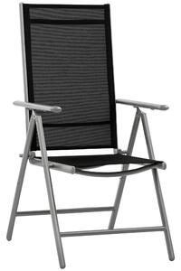Skládací zahradní židle Outsunny z hliníku a textilenu s 7 nastavitelnými úrovněmi, černá 65x55x85-105cm | Aosom