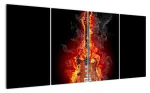 Hořící kytara - obraz (160x80cm)