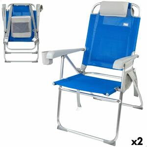 Skládací židle s opěrkou hlavy Aktive 47 x 99 x 63 cm Modrá (2 kusů)