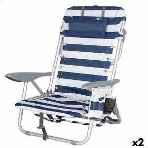 Plážová židle Aktive Modrá/Bílá 50 x 76 x 45 cm (2 kusů)