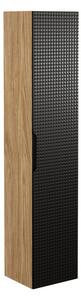 Comad Vysoká závěsná koupelnová skříňka LUXOR BLACK 80-01-1D černá/dub olejovaný