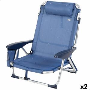 Plážová židle Aktive Skládací Námořnicky Modrá 51 x 76 x 45 cm (2 kusů)