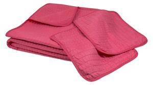 TP Přehoz na postel s povlaky na polštářky 220x240 + 2x 40x40 Růžová