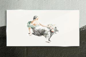 Obraz na skle Obraz na skle Kreslení ženy ovoce