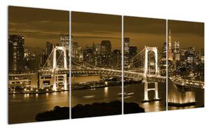 Noční pohled na město - obraz (160x80cm)