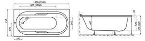 Boční krycí panel k obdélníkové vaně Polimat Lux 75x51 B KPS (75x51 cm)