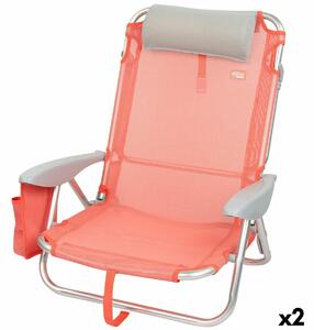 Skládací židle s opěrkou hlavy Aktive Flamingo, Korálová 51 x 76 x 45 cm (2 kusů)