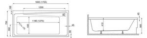 Boční krycí panel k obdélníkové vaně Polimat Elza 75x52 W KPS (75x52 cm)