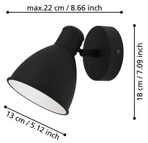 Eglo 900428 SAN PERI - Nástěnná koupelnová retro lampička, 1 x GU10, IP44 (Černé nástěnné svítidlo na kloubu )