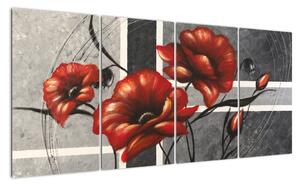 Abstraktní obraz květin (160x80cm)