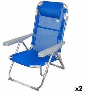 Plážová židle Aktive, Skládací, Modrý 48 x 90 x 60 cm (2 kusů)