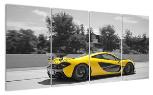 Žluté sportovní auto - obraz (160x80cm)