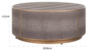 Šedo zlatý koženkový konferenční stolek Richmond Classio 100 cm