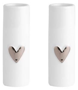 Porcelánové vázičky Silver Heart – set 2 ks