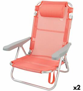 Skládací židle s opěrkou hlavy Aktive Flamingo, Korálová 48 x 84 x 46 cm (2 kusů)