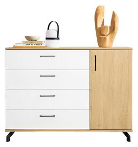 Komoda MADISON MD10 bílá lux + dub piškotový