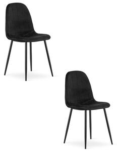 Set dvou jídelních židlí PADVA sametové černé / černé nohy (2 ks)