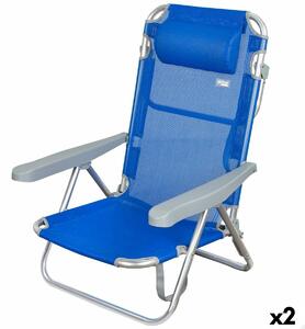 Skládací židle s opěrkou hlavy Aktive Gomera, Modrá 48 x 84 x 46 cm (2 kusů)