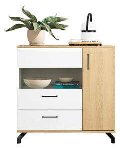 Komoda MADISON MD11 bílá lux + dub piškotový