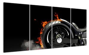 Obraz hořící motorky (160x80cm)