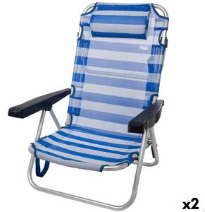 Plážová židle Aktive, Skládací, Bílá/Modrá 48 x 84 x 46 cm (2 kusů)