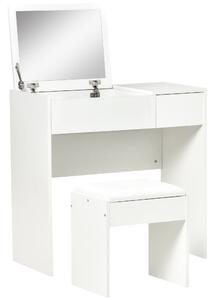 HOMCOM Moderní toaletní stolek 80Š x 40H x 79V cm se sklopným zrcadlem, zásuvkou a úložným prostorem + stůl | Aosom